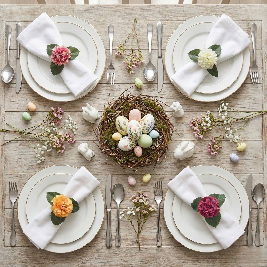 Colorful Garden Mini Hydrangea Napkin Rings – Set of 4 | Maison Charlô