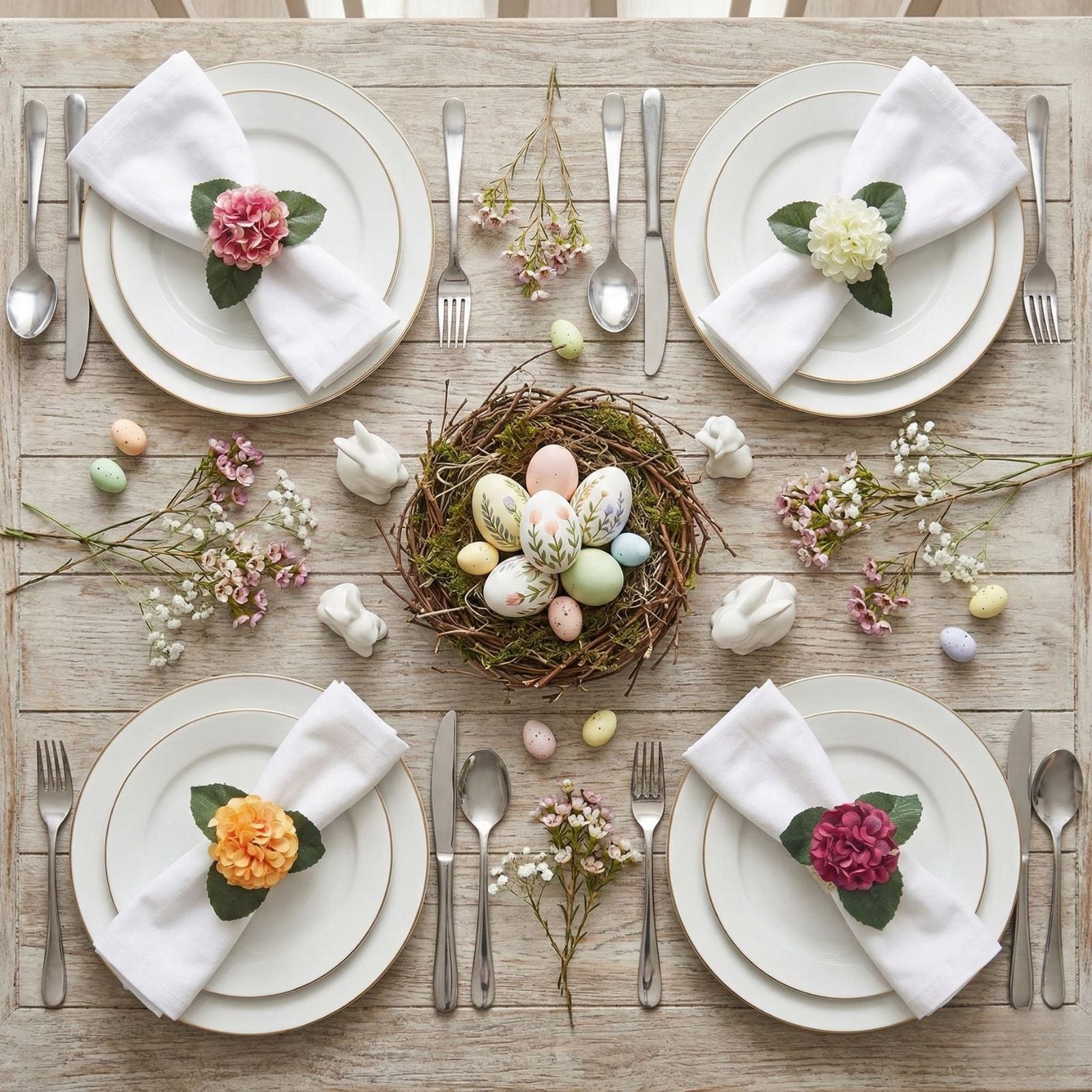 Colorful Garden Mini Hydrangea Napkin Rings – Set of 4 | Maison Charlô