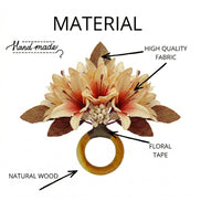 Maison Charlo Set of 4 Cream Lilies Flower Celebration Napkin Rings