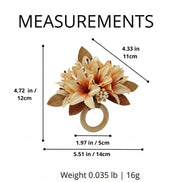 Maison Charlo Set of 4 Cream Lilies Flower Celebration Napkin Rings