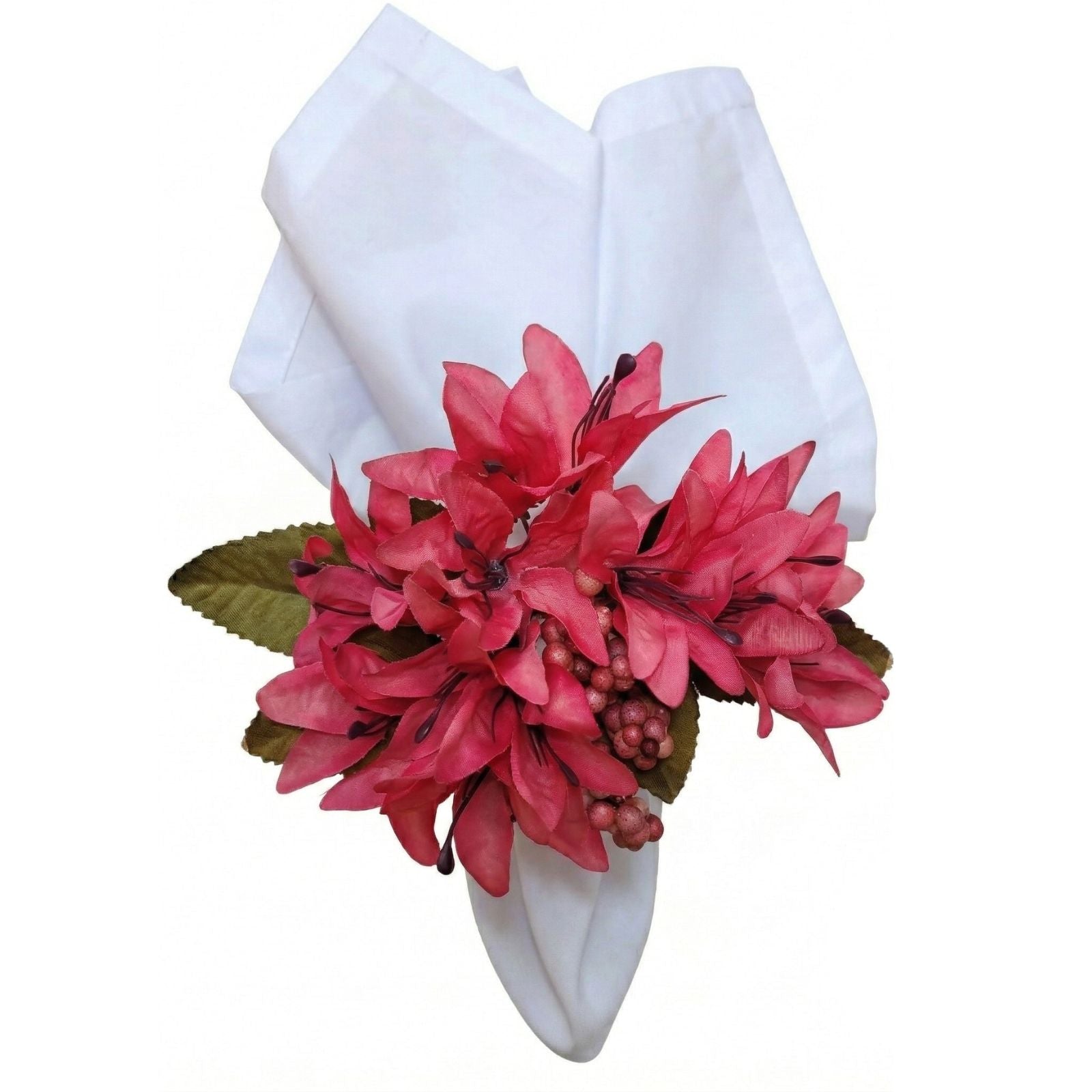 Maison Charlo Set of 4 Pink Lilies Flower Celebration Napkin Rings