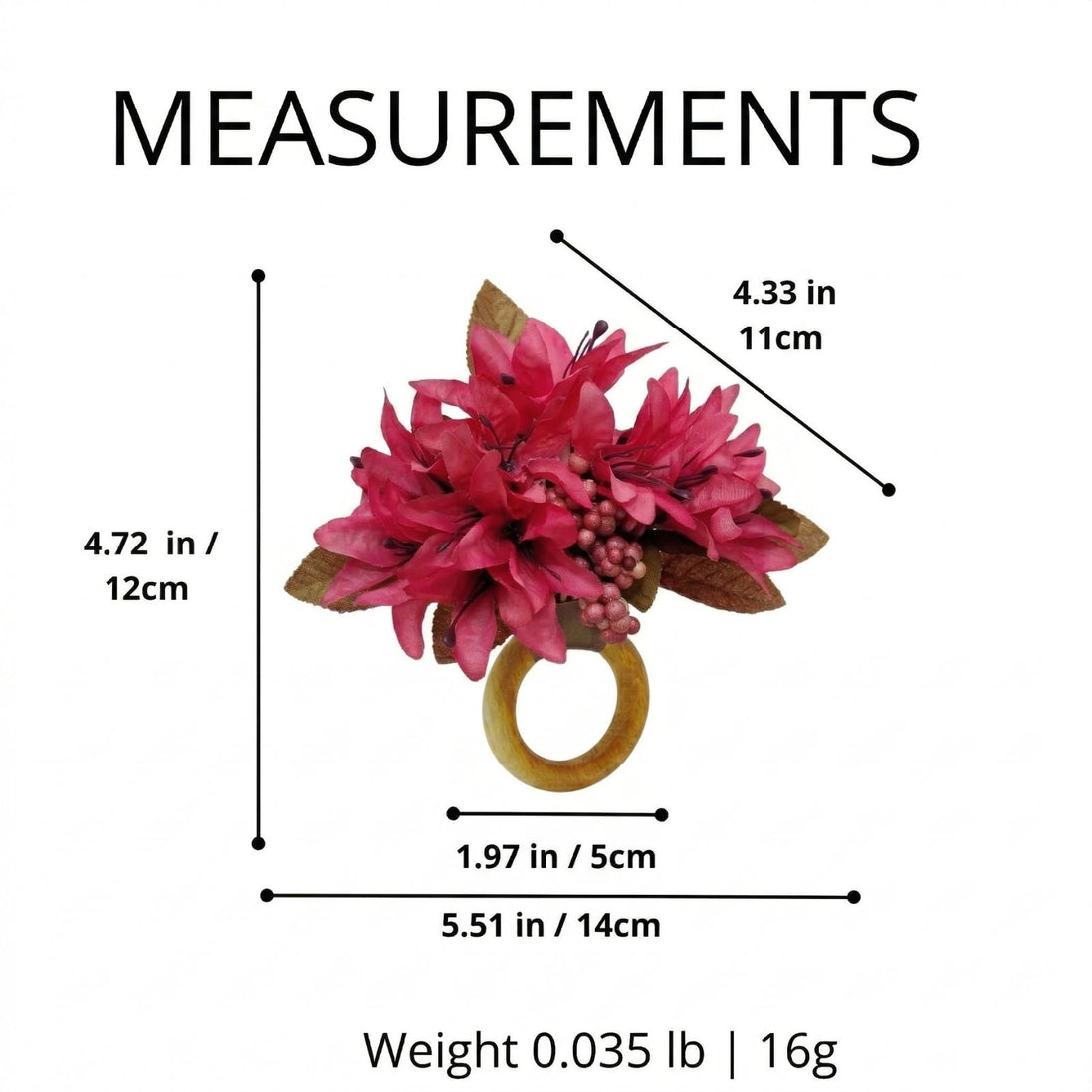 Maison Charlo Set of 4 Pink Lilies Flower Celebration Napkin Rings