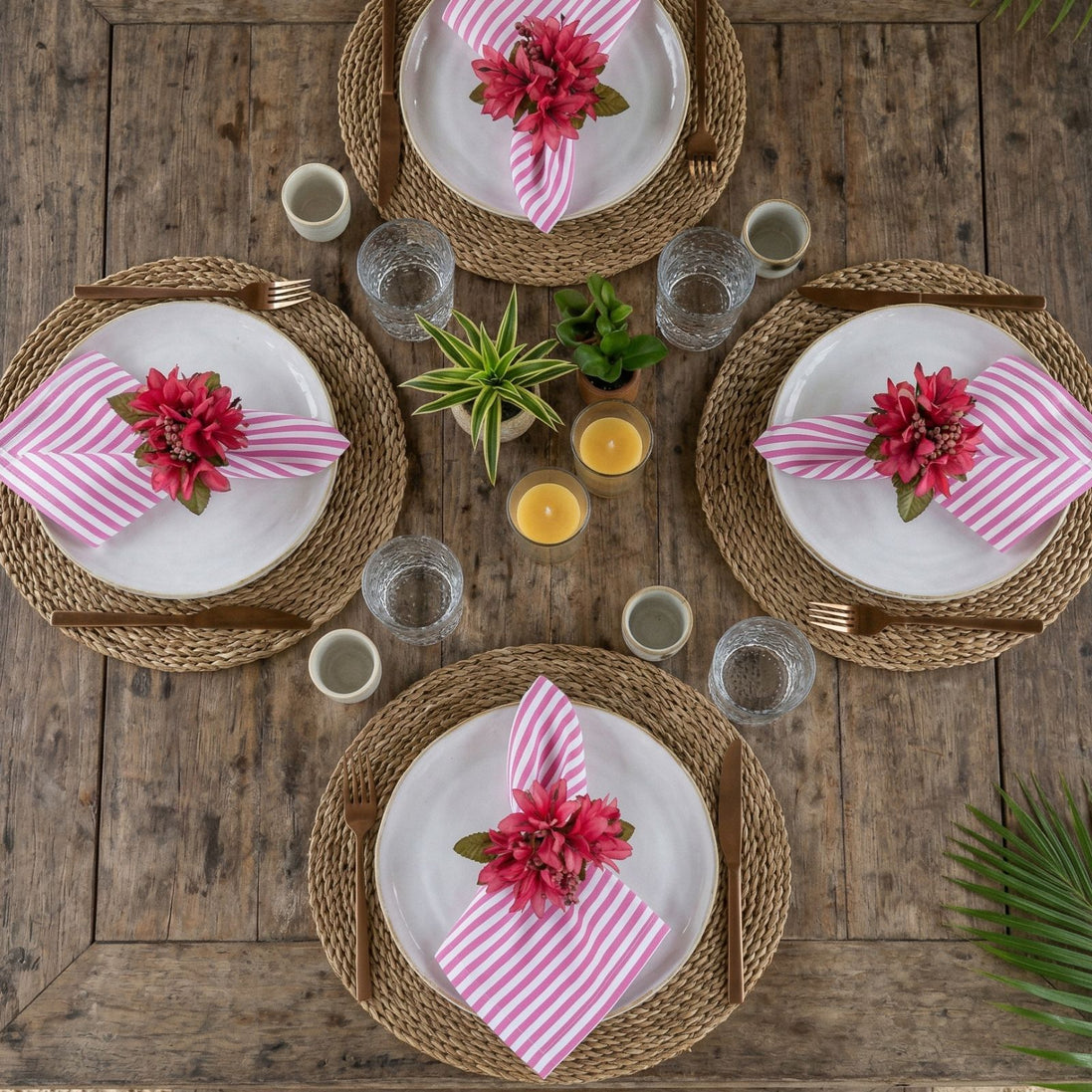 Maison Charlo Set of 4 Pink Lilies Flower Celebration Napkin Rings