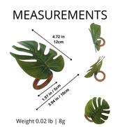 Charlo's Set 6 Green Monstera Leaf Tropical Napkin Rings Ecofriendly Pack for dining table decor