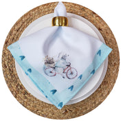 Charlo's Easter Synthetic Cloth Napkins Bunny Blue Balloons Reusable Durable 16