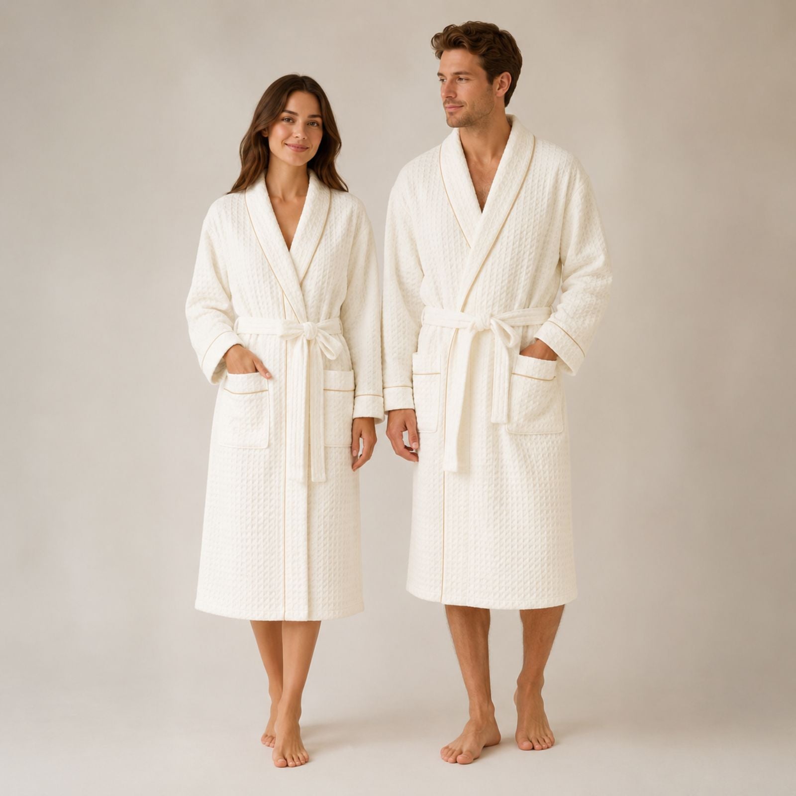 Charlo’s Adult Piqué Bathrobe – 100% Cotton Lightweight Robe, One Size