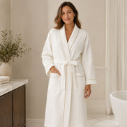 Charlo’s Adult Piqué Bathrobe – 100% Cotton Lightweight Robe, One Size