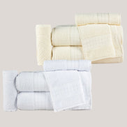 5-Piece Cotton Towel Set White Class – Bath, Hand & Bath Mat 450 GSM Soft Absorbent