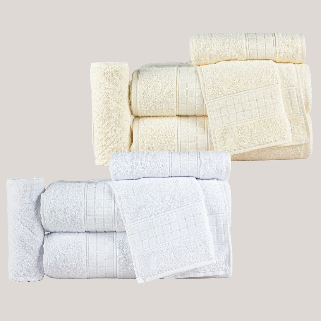 5-Piece Cotton Towel Set White Class – Bath, Hand & Bath Mat 450 GSM Soft Absorbent