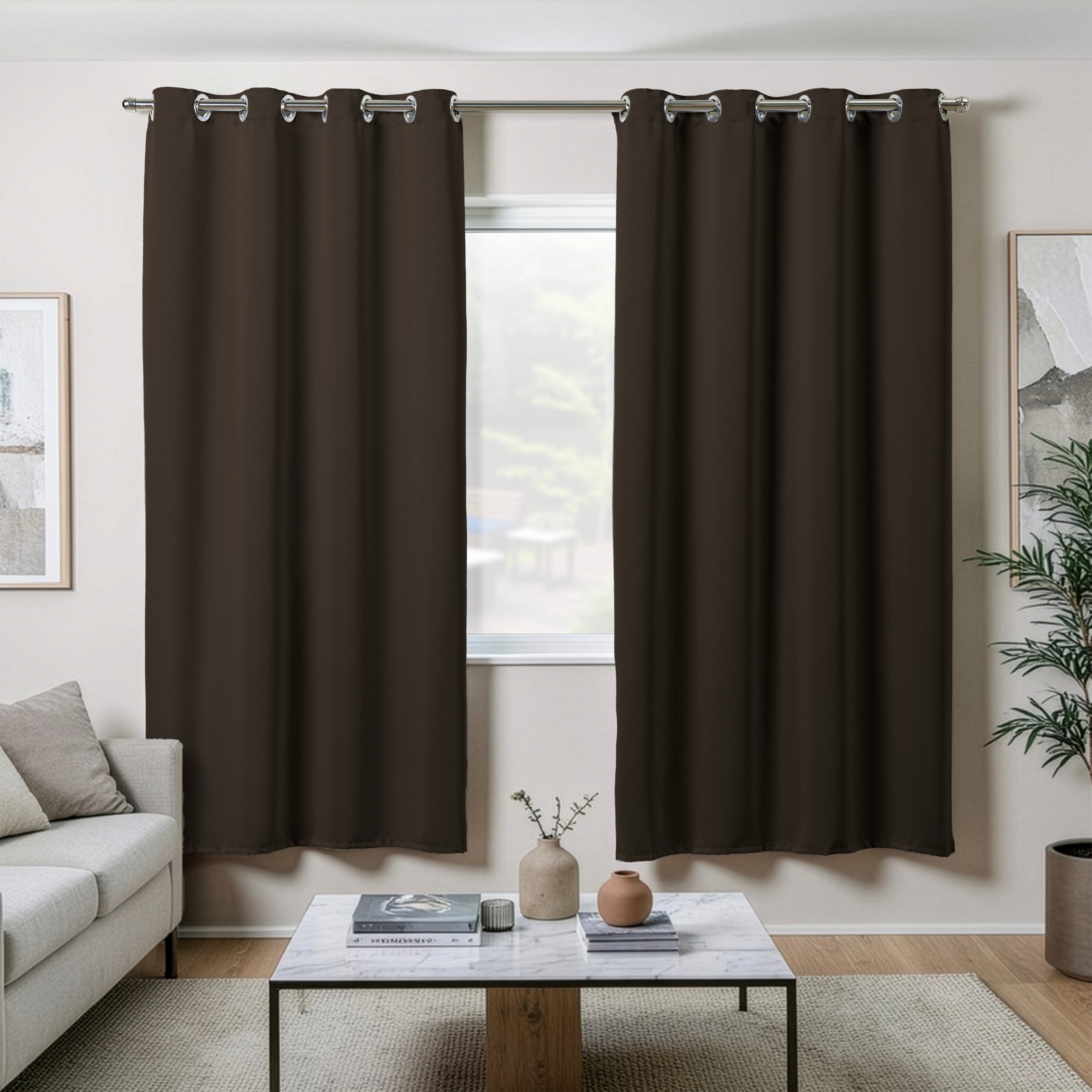 Maison Charlo Basic Blackout Curtains – Tobacco Brown – 236 x 98 in – Set of 2 Panels