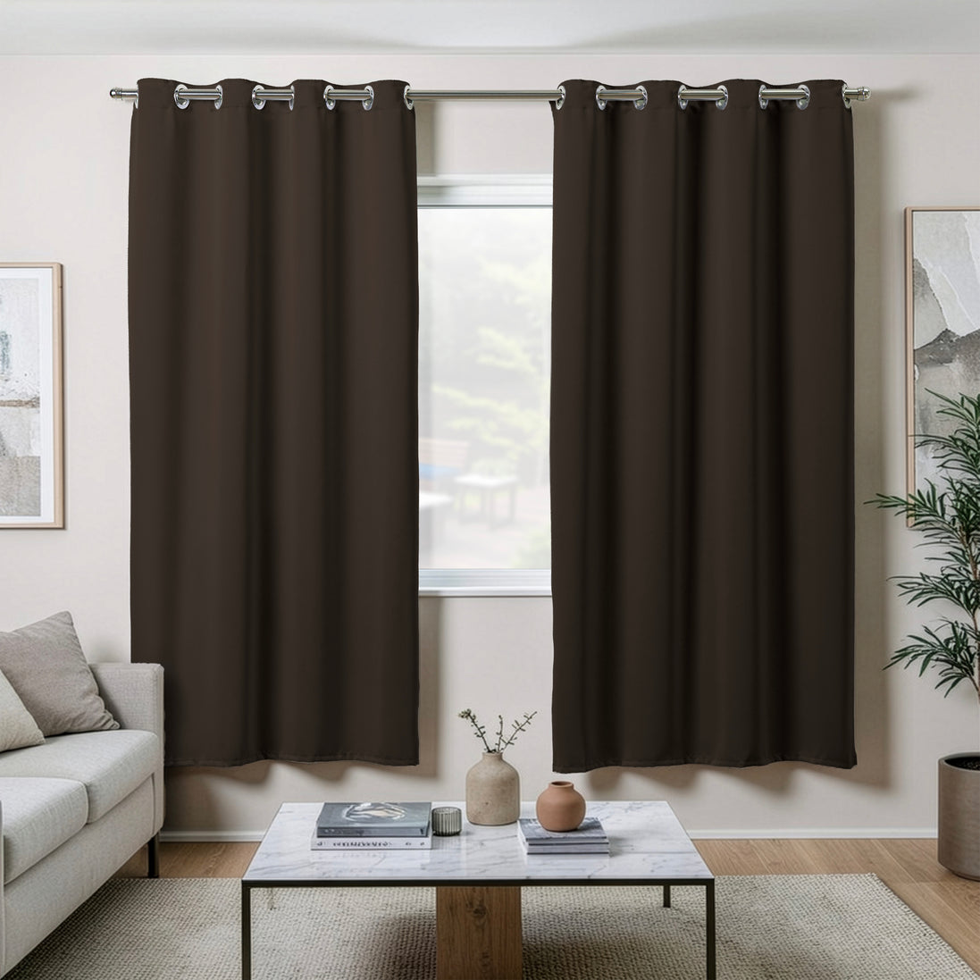 Maison Charlo Basic Blackout Curtains – Tobacco Brown – 118 x 98 in – Set of 2 Panels