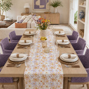 Charlo's Cotton Floral Table Runner Orange and Lilac 18