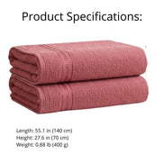 Set of 2 Cotton Bath Towels 49.2 x 25.6 in – 260 GSM Lightweight Soft Everyday Towels