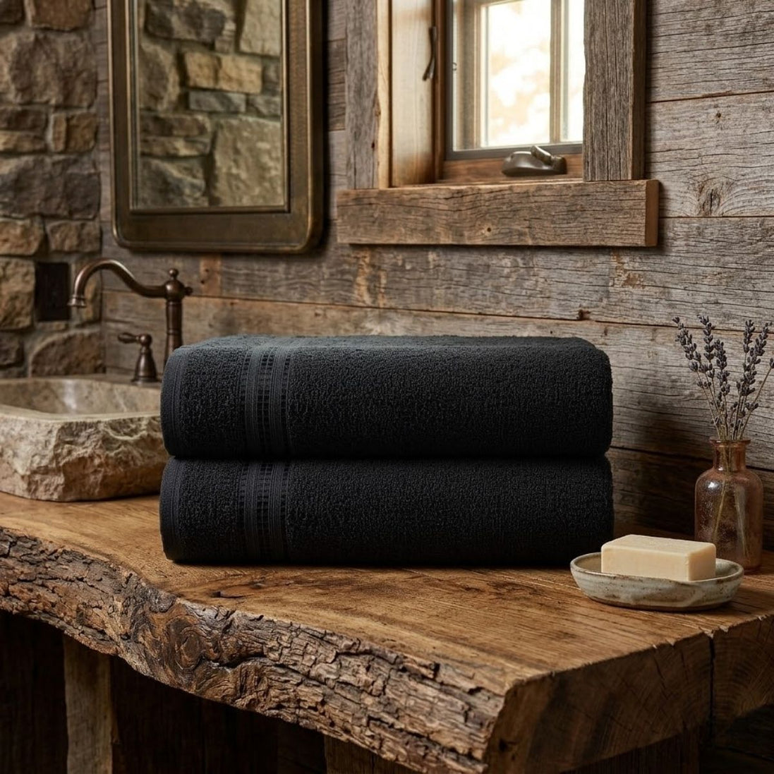 Set of 2 Cotton Bath Towels 49.2 x 25.6 in – 260 GSM Lightweight Soft Everyday Towels
