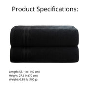 Set of 2 Cotton Bath Towels 49.2 x 25.6 in – 260 GSM Lightweight Soft Everyday Towels