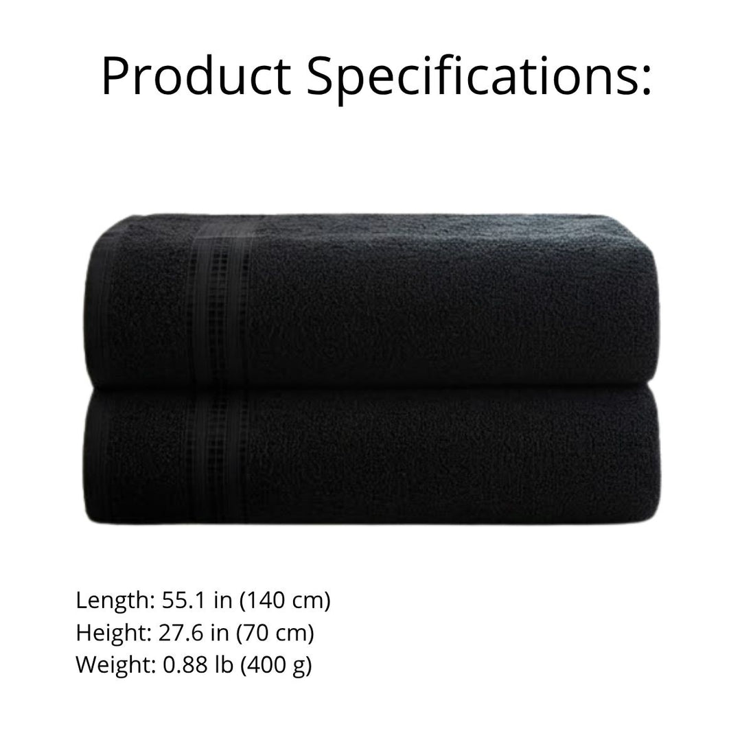 Set of 2 Cotton Bath Towels 49.2 x 25.6 in – 260 GSM Lightweight Soft Everyday Towels