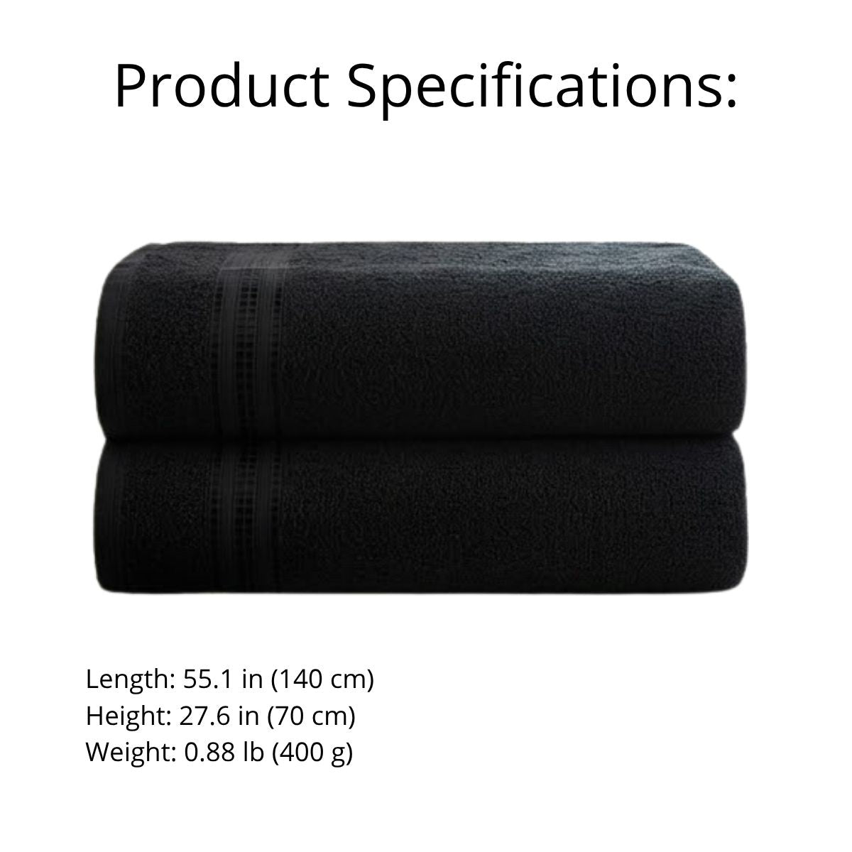 Set of 2 Cotton Bath Towels 49.2 x 25.6 in – 260 GSM Lightweight Soft Everyday Towels