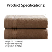 Set of 2 Cotton Bath Towels 49.2 x 25.6 in – 260 GSM Lightweight Soft Everyday Towels