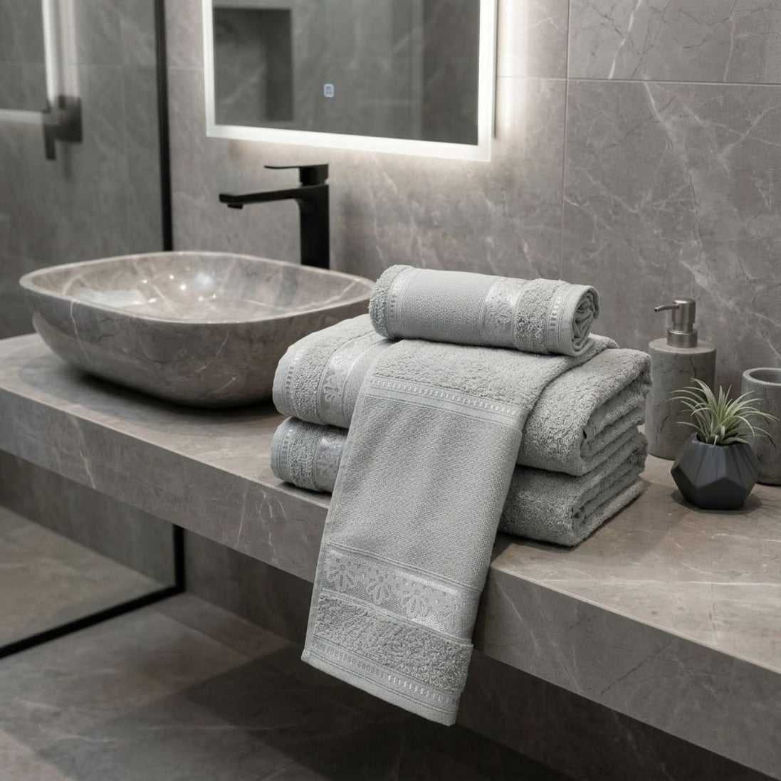 5-Piece Cotton Towel Set Atelier – Embroidery Ready Bath, Hand & Bath Mat 400 GSM