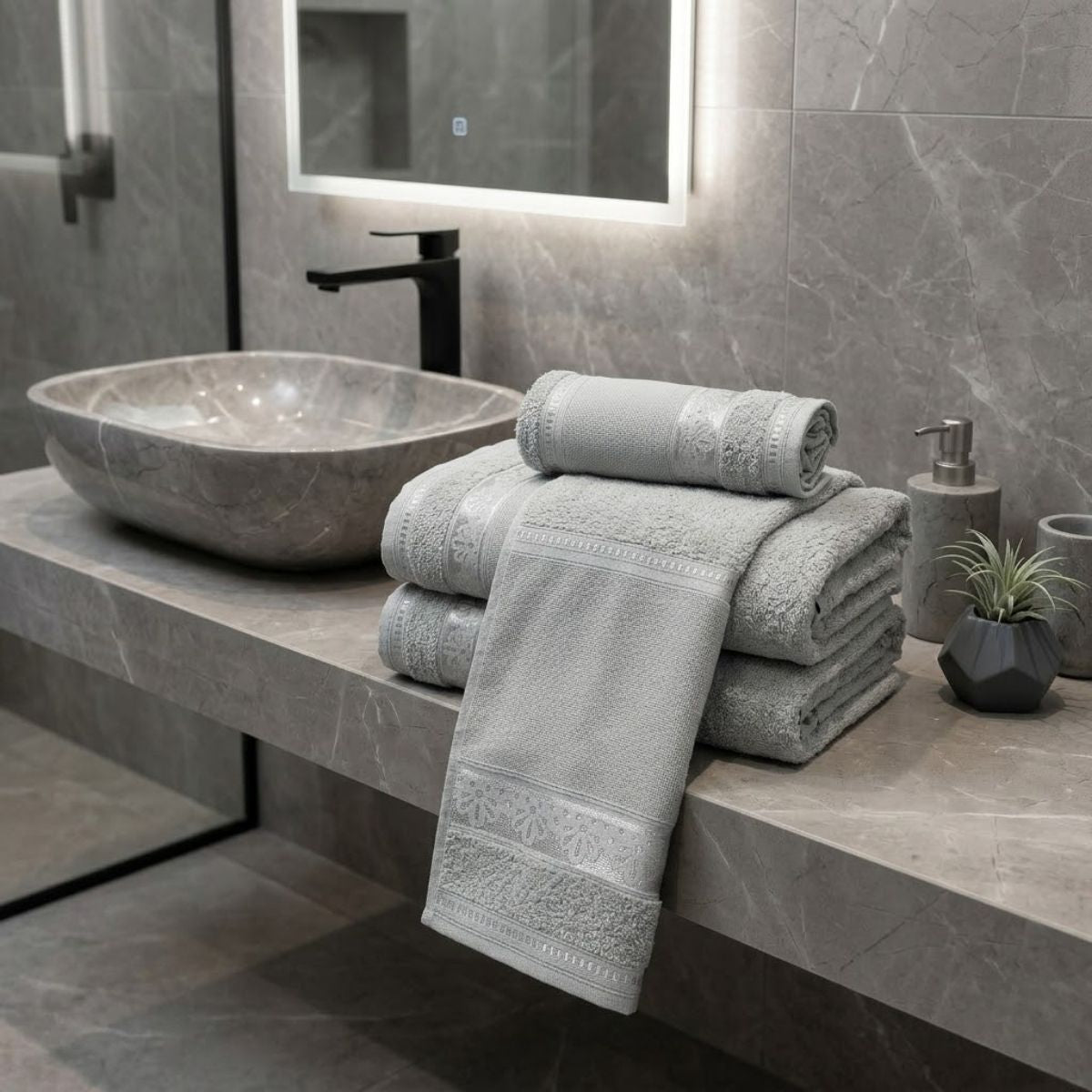 5-Piece Cotton Towel Set Atelier – Embroidery Ready Bath, Hand & Bath Mat 400 GSM