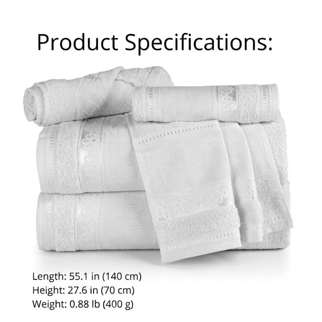 5-Piece Cotton Towel Set Atelier – Embroidery Ready Bath, Hand & Bath Mat 400 GSM
