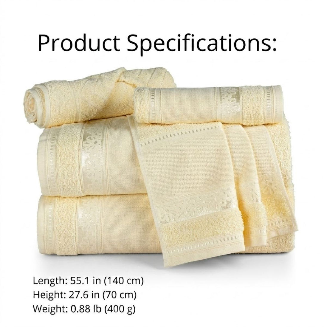 5-Piece Cotton Towel Set Atelier – Embroidery Ready Bath, Hand & Bath Mat 400 GSM