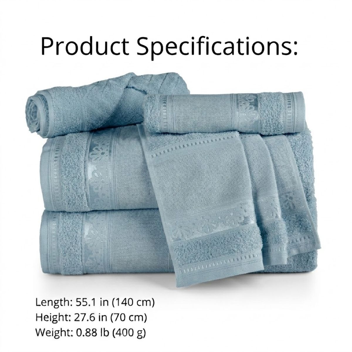 5-Piece Cotton Towel Set Atelier – Embroidery Ready Bath, Hand & Bath Mat 400 GSM