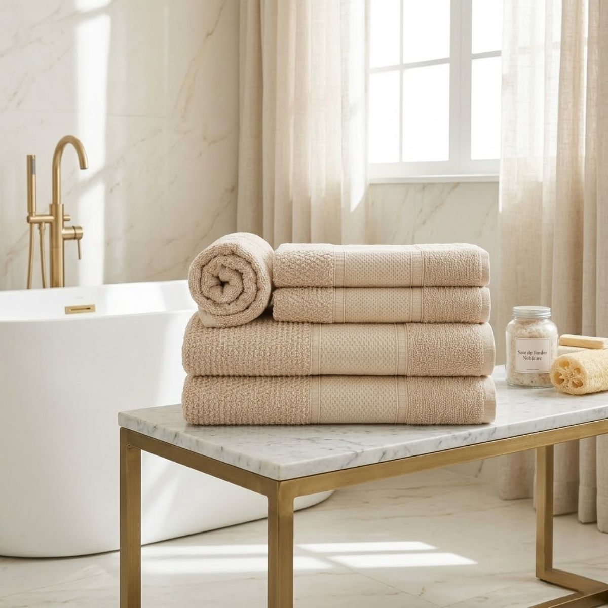 5-Piece Cotton Towel Set Noblesse – Bath, Hand & Bath Mat Soft Absorbent Premium Design