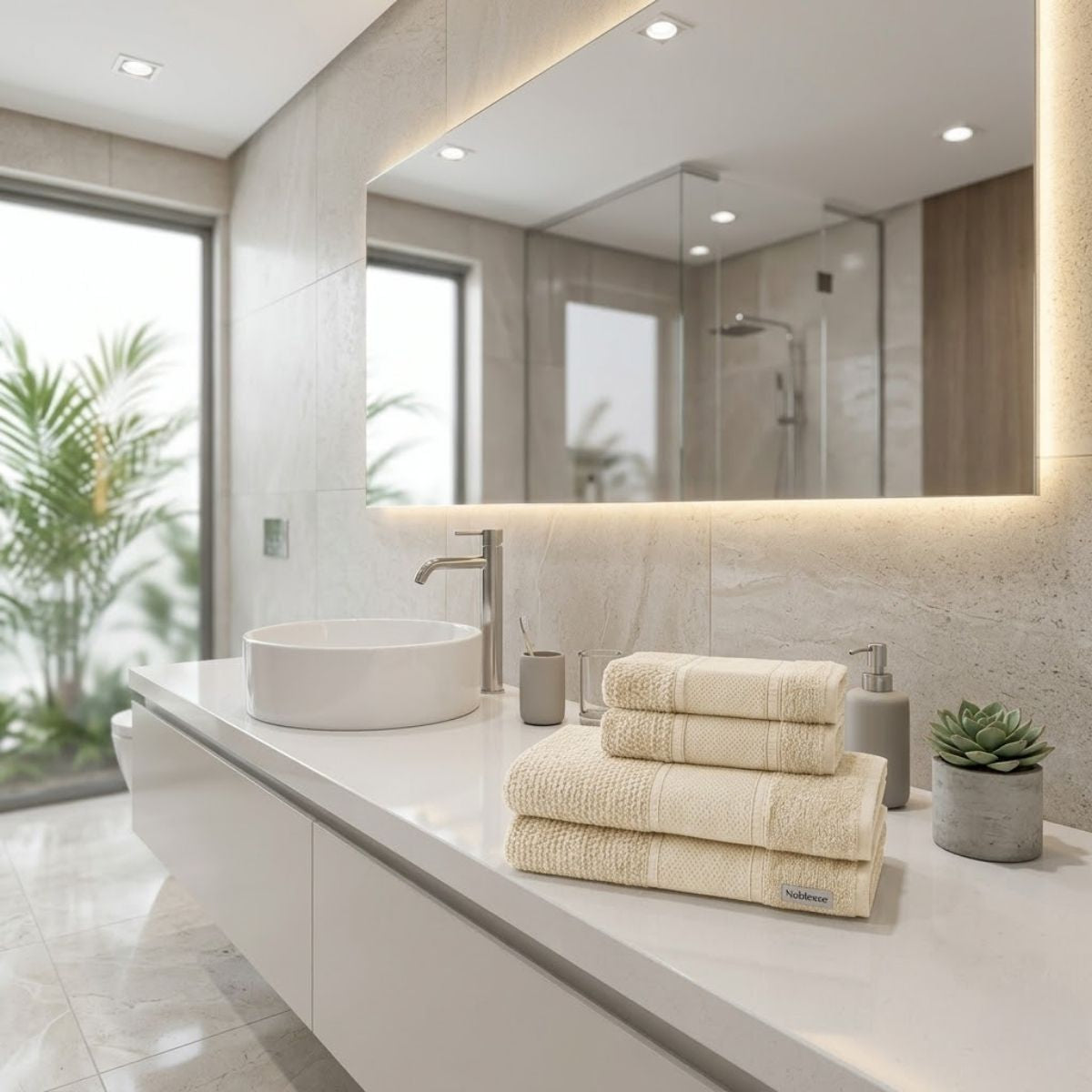 5-Piece Cotton Towel Set Noblesse – Bath, Hand & Bath Mat Soft Absorbent Premium Design