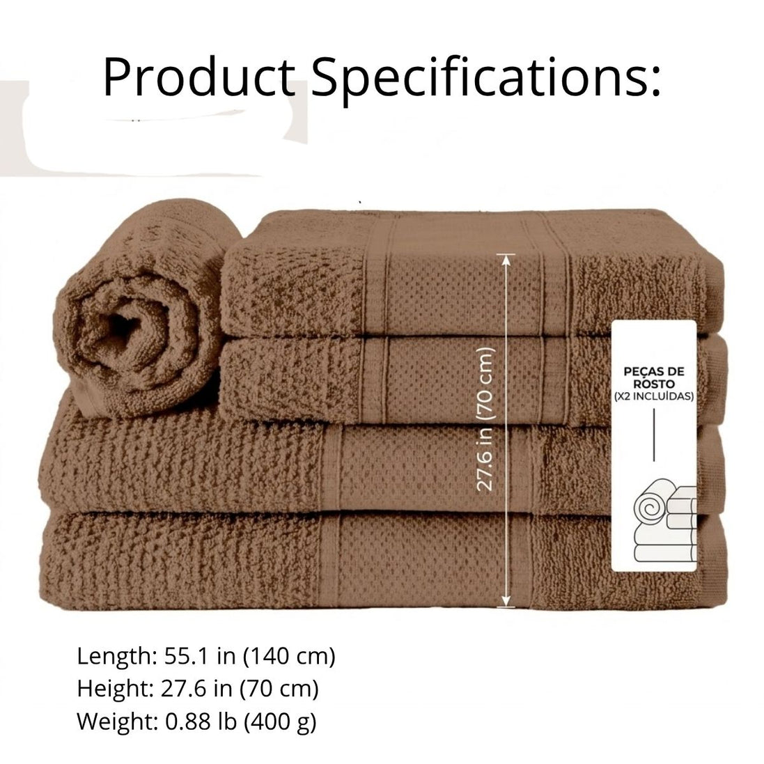 5-Piece Cotton Towel Set Noblesse – Bath, Hand & Bath Mat Soft Absorbent Premium Design