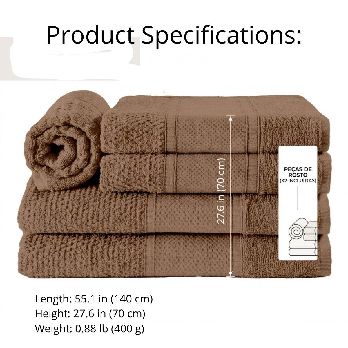 5-Piece Cotton Towel Set Noblesse – Bath, Hand & Bath Mat Soft Absorbent Premium Design