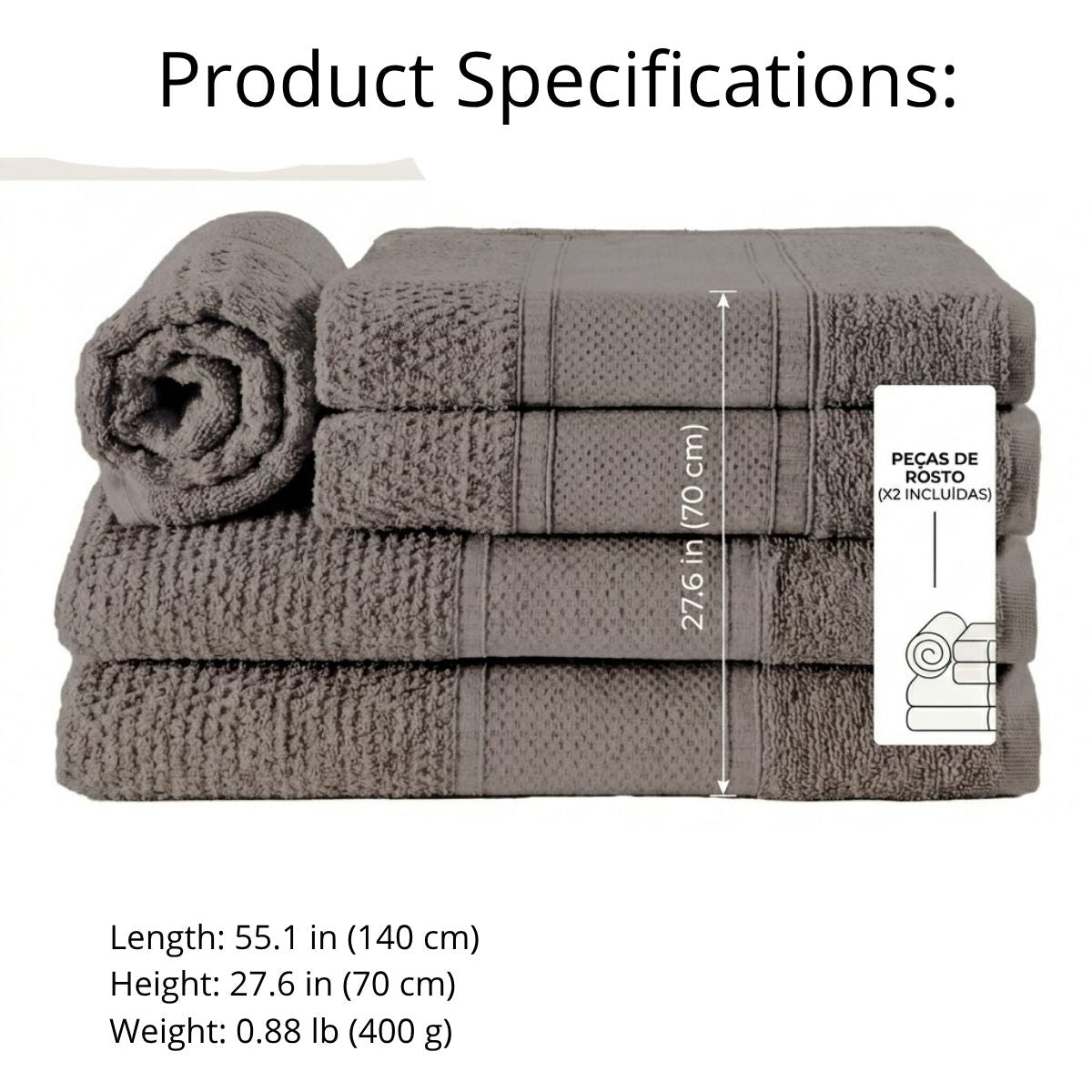 5-Piece Cotton Towel Set Noblesse – Bath, Hand & Bath Mat Soft Absorbent Premium Design