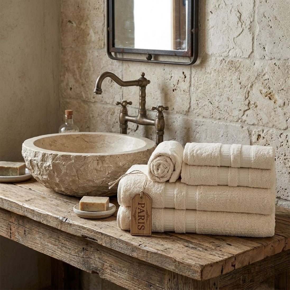 5-Piece Cotton Towel Set White – Bath, Hand & Bath Mat Paris Collection Soft Absorbent