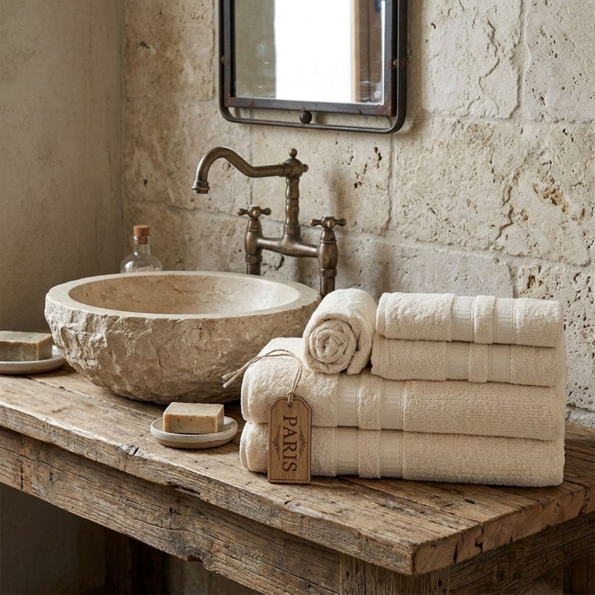 5-Piece Cotton Towel Set White – Bath, Hand & Bath Mat Paris Collection Soft Absorbent
