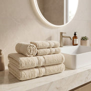 5-Piece Cotton Towel Set White – Bath, Hand & Bath Mat Paris Collection Soft Absorbent