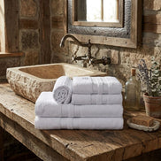 5-Piece Cotton Towel Set White – Bath, Hand & Bath Mat Paris Collection Soft Absorbent