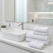 5-Piece Cotton Towel Set White – Bath, Hand & Bath Mat Paris Collection Soft Absorbent