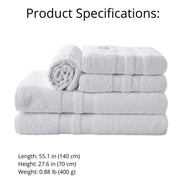 5-Piece Cotton Towel Set White – Bath, Hand & Bath Mat Paris Collection Soft Absorbent