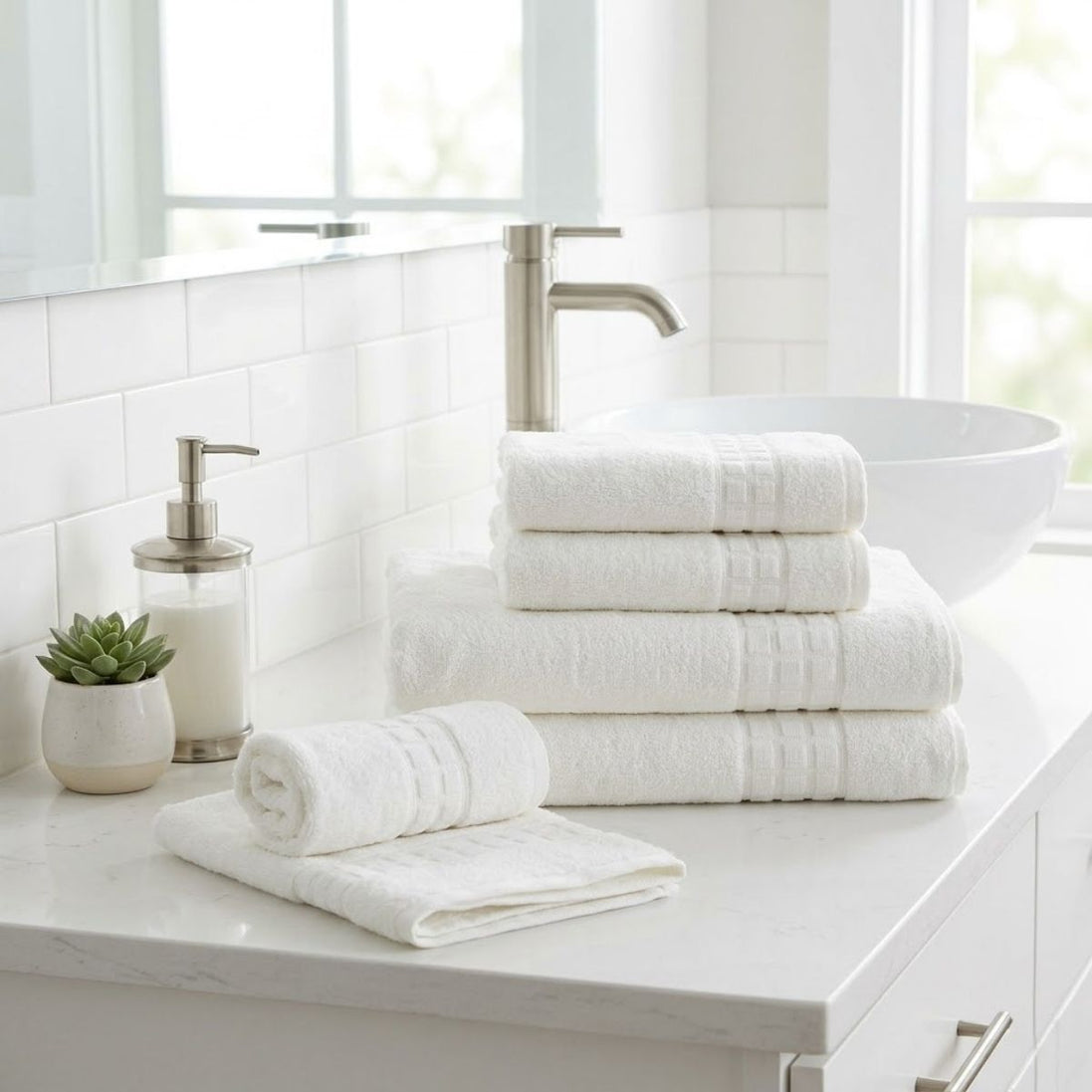 City Professional Bath Towel White 55.1 x 27.6 in – 410 GSM Cotton Blend for Hospitality