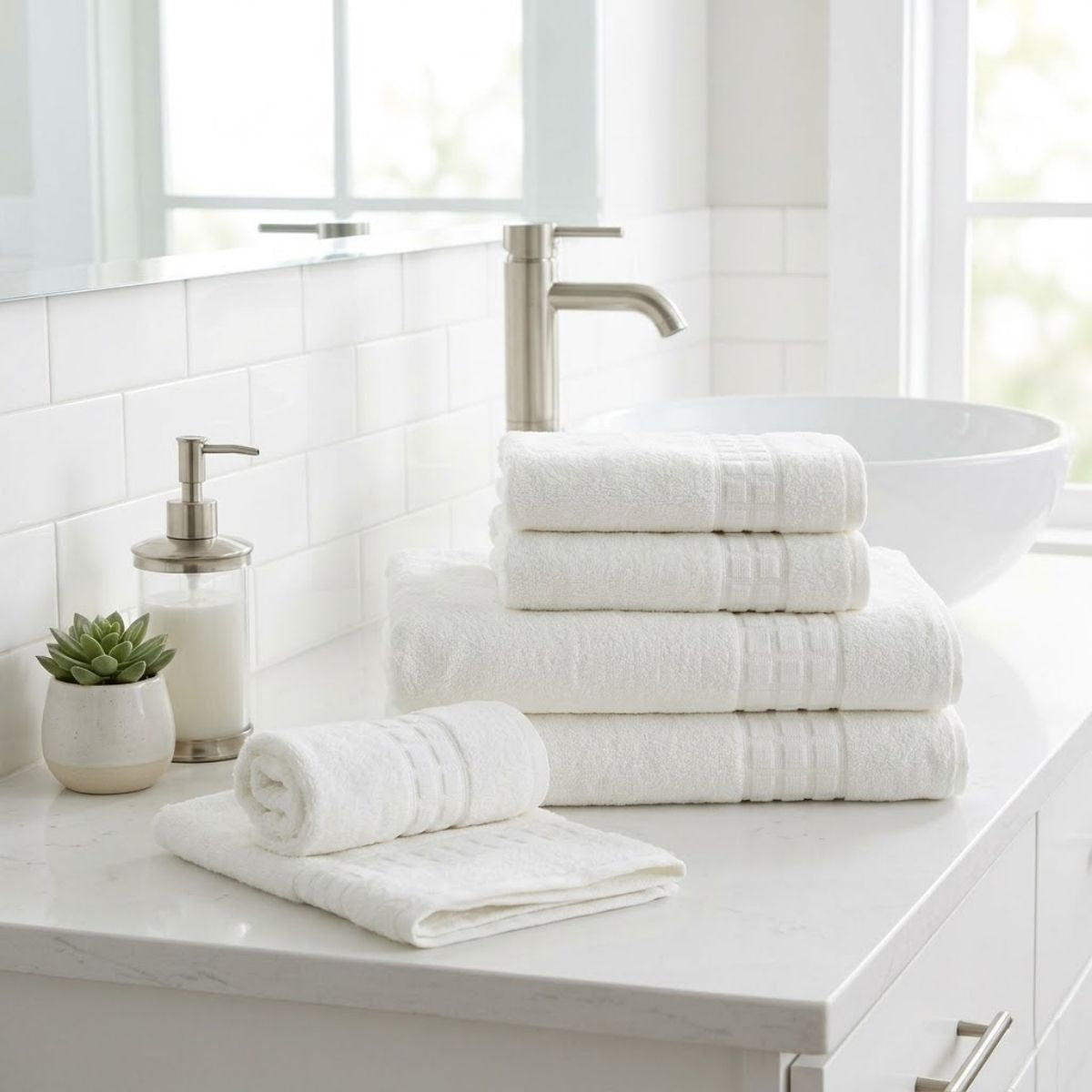 City Professional Bath Towel White 55.1 x 27.6 in – 410 GSM Cotton Blend for Hospitality