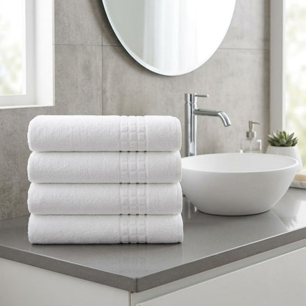 City Professional Bath Towel White 55.1 x 27.6 in – 410 GSM Cotton Blend for Hospitality