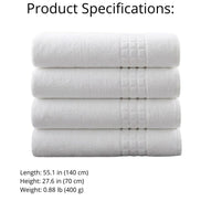City Professional Bath Towel White 55.1 x 27.6 in – 410 GSM Cotton Blend for Hospitality