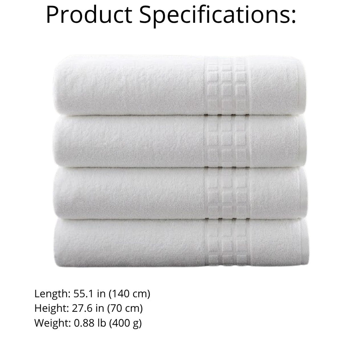City Professional Bath Towel White 55.1 x 27.6 in – 410 GSM Cotton Blend for Hospitality