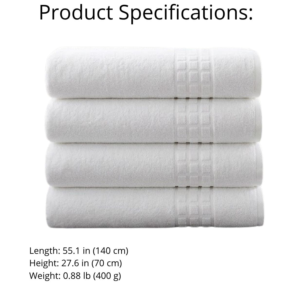 City Professional Bath Towel White 55.1 x 27.6 in – 410 GSM Cotton Blend for Hospitality