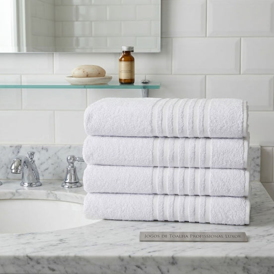Luxor Professional Face Towel White 28.3 x 19.7 in – 450 GSM Cotton Blend for Hospitality
