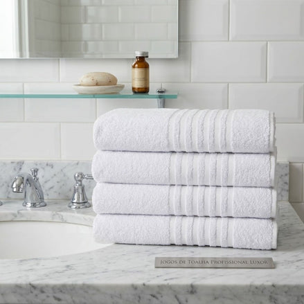 Luxor Professional Bath Towel White 55.1 x 28.3 in – 450 GSM Cotton Blend for Hospitality