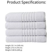 Luxor Professional Bath Towel White 55.1 x 28.3 in – 450 GSM Cotton Blend for Hospitality