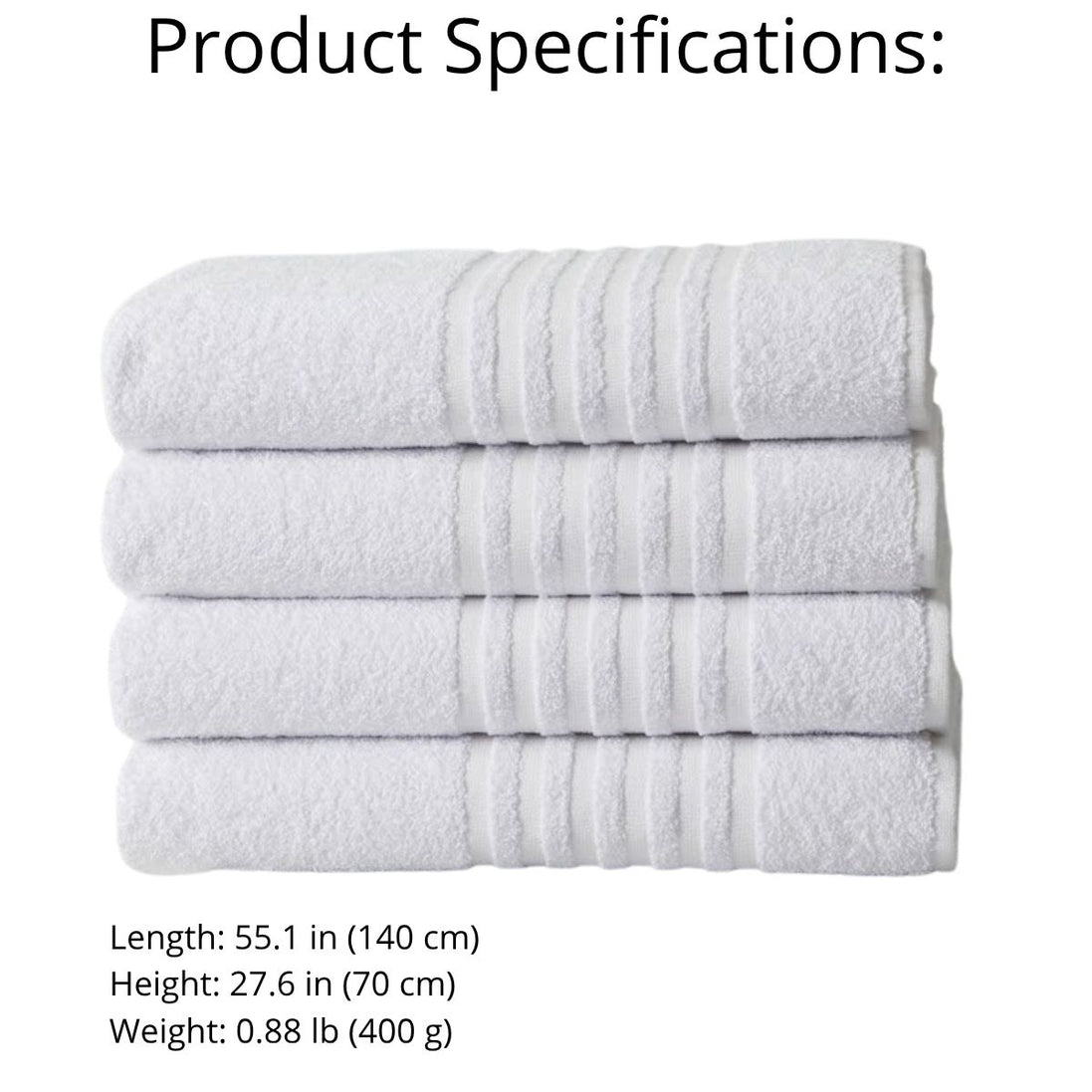 Luxor Professional Bath Towel White 55.1 x 28.3 in – 450 GSM Cotton Blend for Hospitality