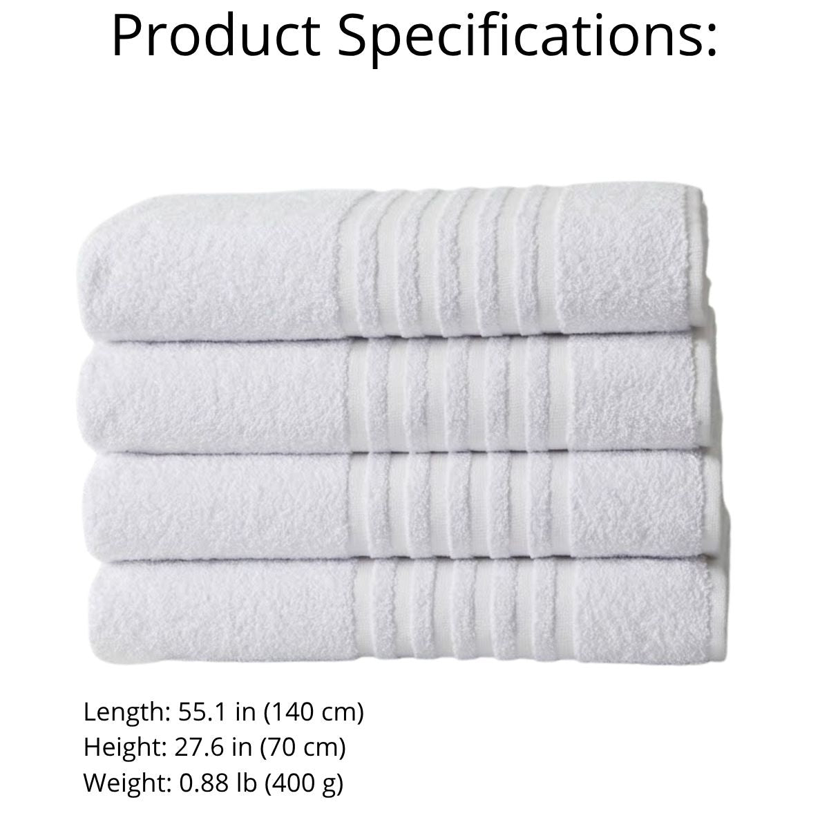 Luxor Professional Bath Towel White 55.1 x 28.3 in – 450 GSM Cotton Blend for Hospitality