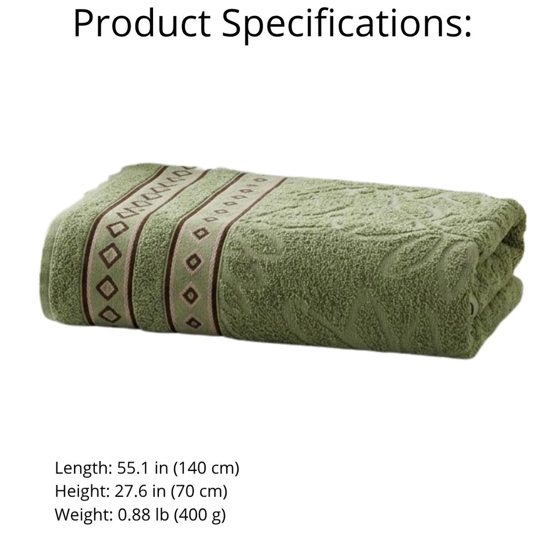 Bloom Cotton Bath Towel 59.1 x 29.5 in – 350 GSM Jacquard Soft Absorbent Towel